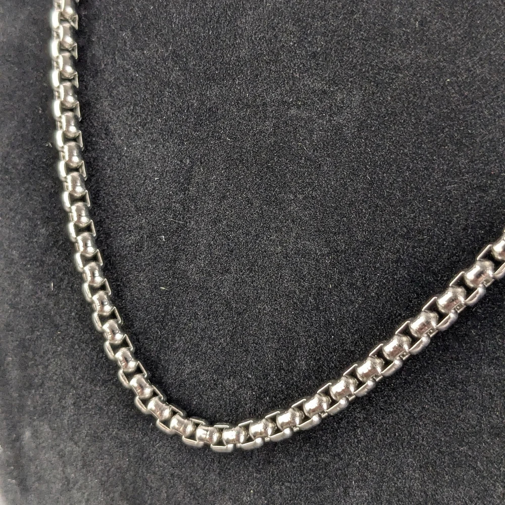 6mm stainless steel necklace box chain rolo link 18" - Picture 4 of 7